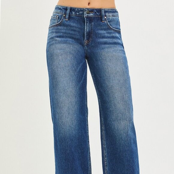 RISEN Mid Rise Wide Straight Jeans With Wide Cuff - Picture 3 of 7